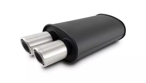 VIBRANT PERFORMANCE Streetpower Flat Black Oval Muffler 2.5in Inlet VIB12310