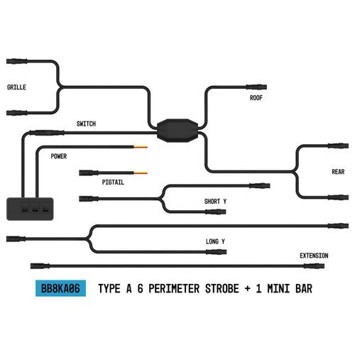 StrobeLink™ Harness Type A, 6 Lights + Mini Bar (1EA) ARC LIGHTING BB8KA06
