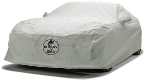 Custom 3-Layer Moderate Climate Car Cover with Black Shelby Snake Medallion logo COVERCRAFT C17124FO120MC