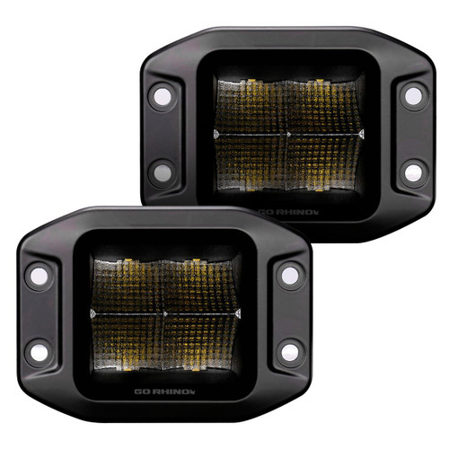 Blackout Series - CUBEIT 3x3 LED Cube Flood Lights with Flush Mount, Pair GO RHINO 750400321FCF