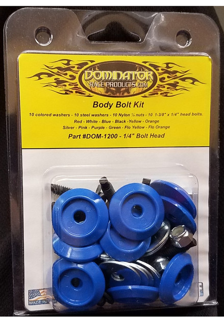 DOMINATOR RACE PRODUCTS Body Bolt Kit Blue Hex Head DOM1200-B-BL