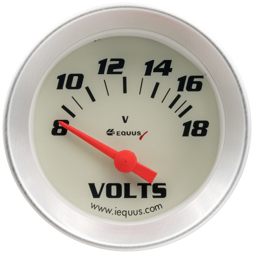 EQUUS 2.0 Dia Voltmeter Gauge Silver 8-18 Volts EQUE8268
