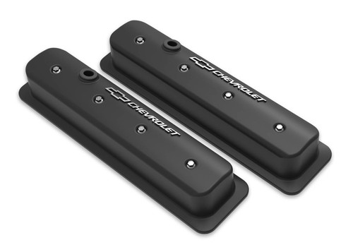 HOLLEY SBC Muscle Car Valve Covers w/Holes Black HLY241-292