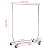 Single Bar Heavy Duty Commercial Garment Rack Rolling Collapsible Clothing Shelf