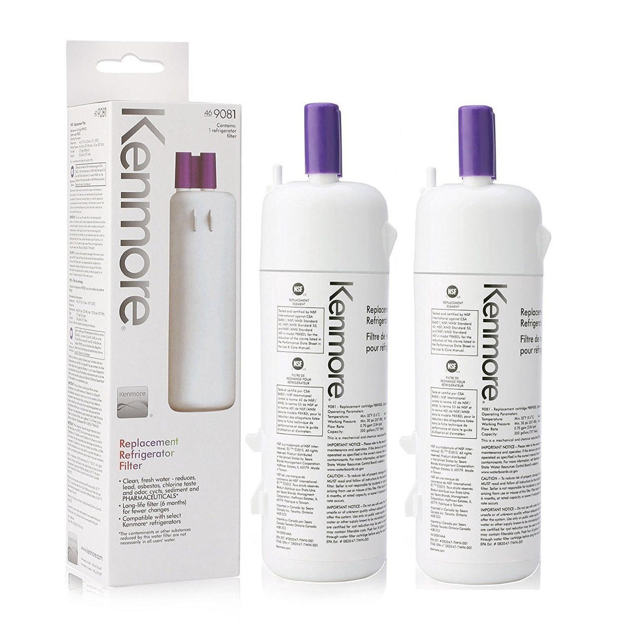 (2 Pack) Kenmore 469082 Refrigerator Water Filter