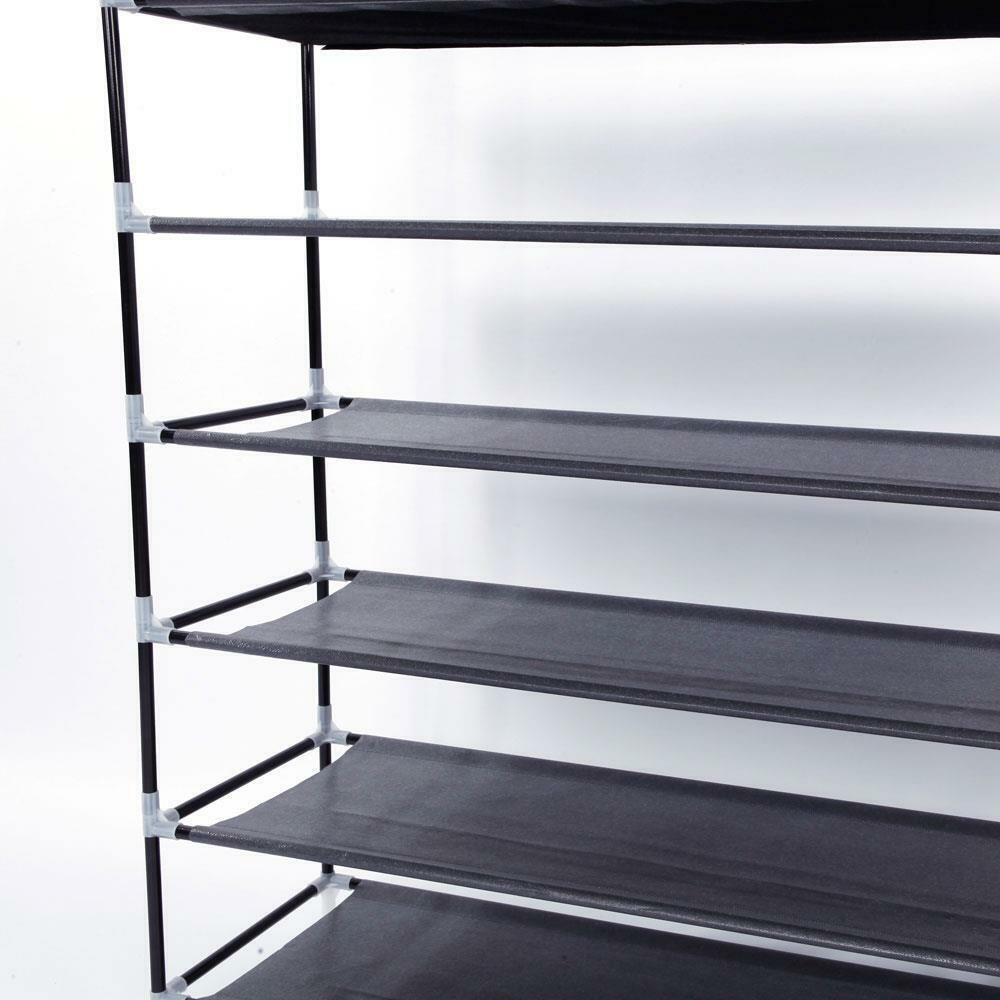 10-Tier Metal Shoe Rack Black ??Large 50-Pair Shoe Storage Organiser Shelf