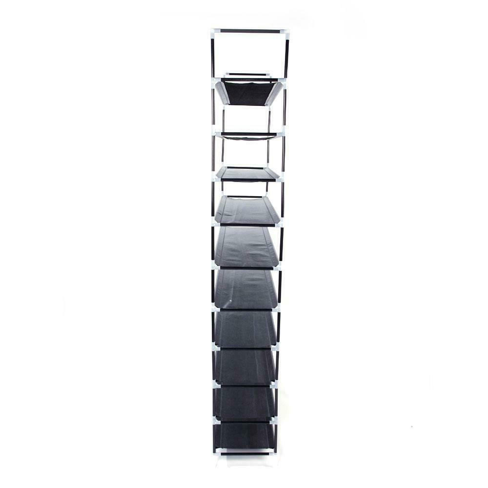 10 Tiers 50 Pair Shoe Steel Rack Tower Shelf Storage Organizer Home Saving Black main image 1