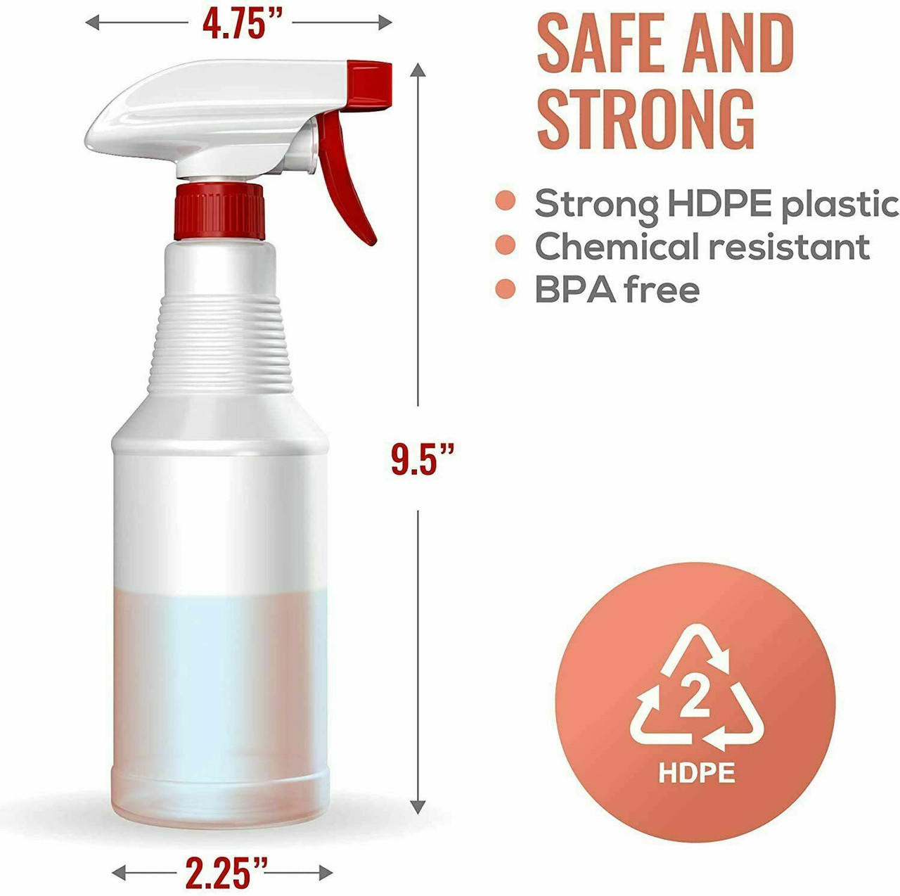 Plastic Trigger Spray Bottle 16 OZ Heavy Duty Chemical Resistant Sprayer