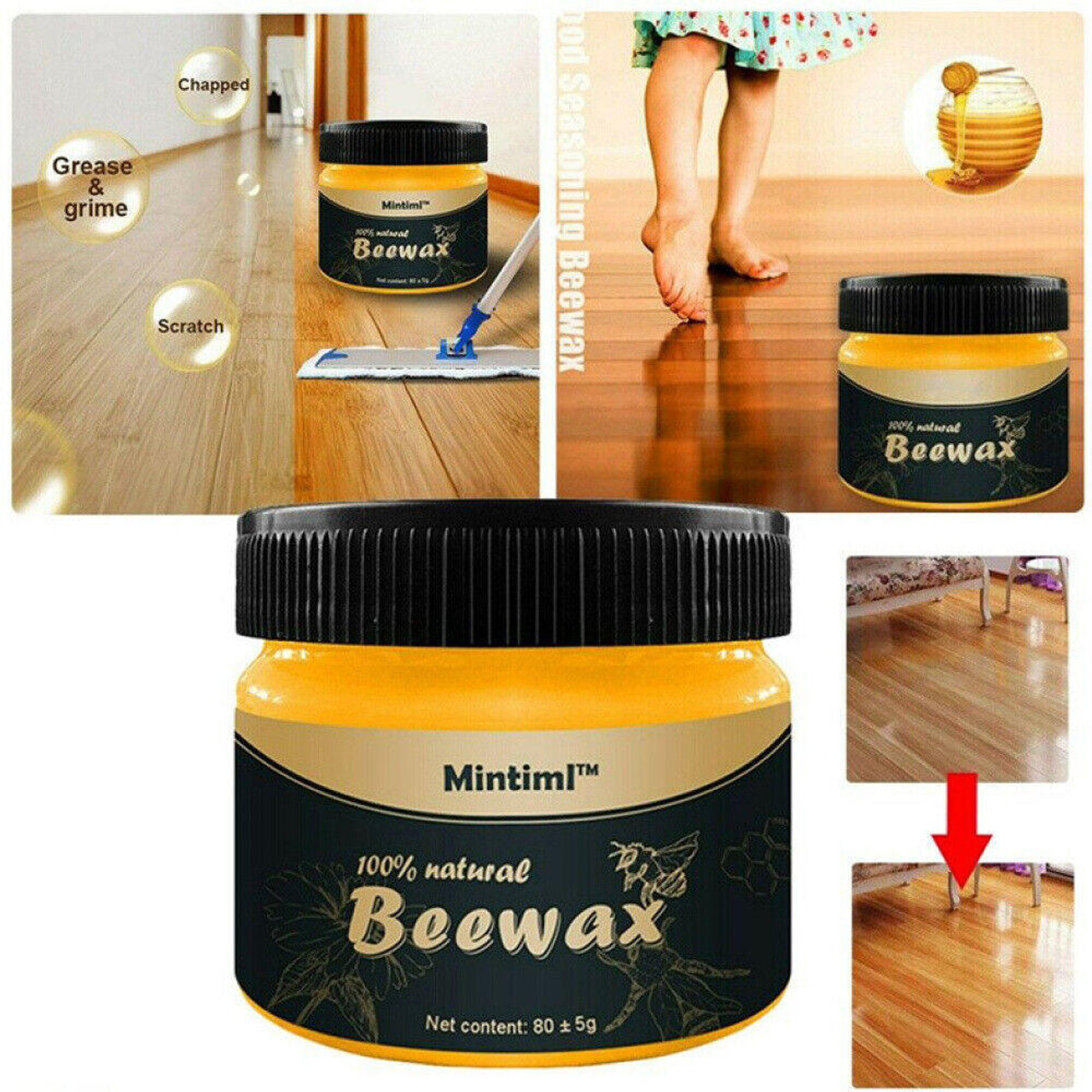 Wood Seasoning Beewax Natural Wax Traditional Beeswax Polish for Furniture  Floor Table Chair Cabinet