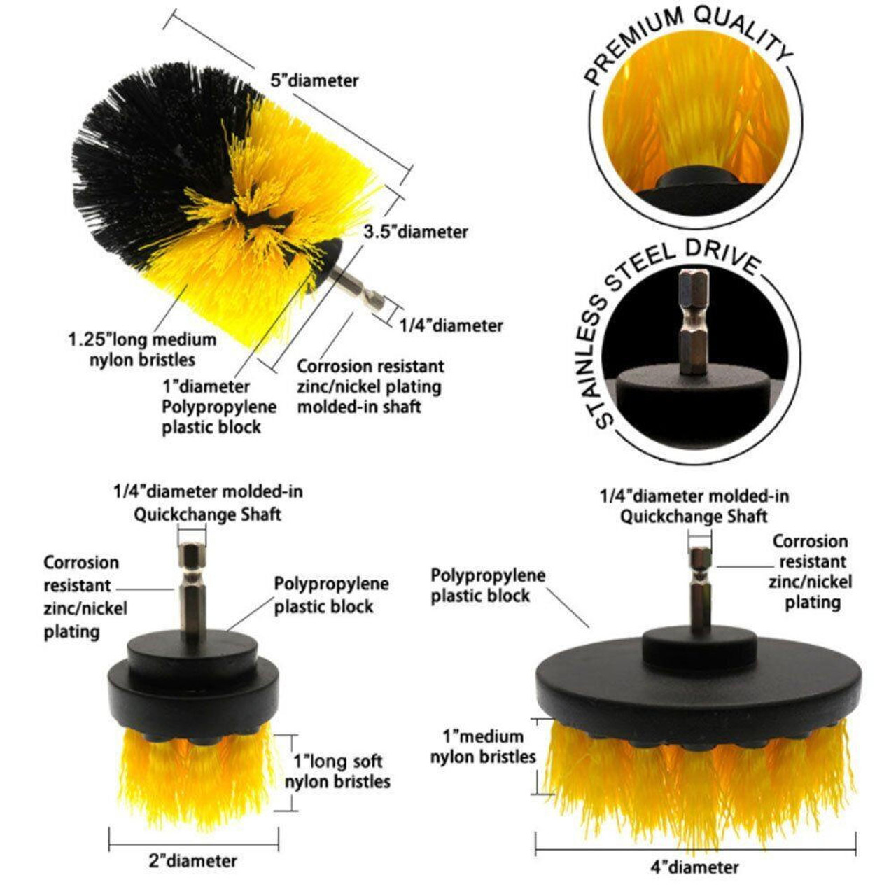 Drill Brush Attachment Set, 4 PCS Power Scrubber Drill Brush Kit