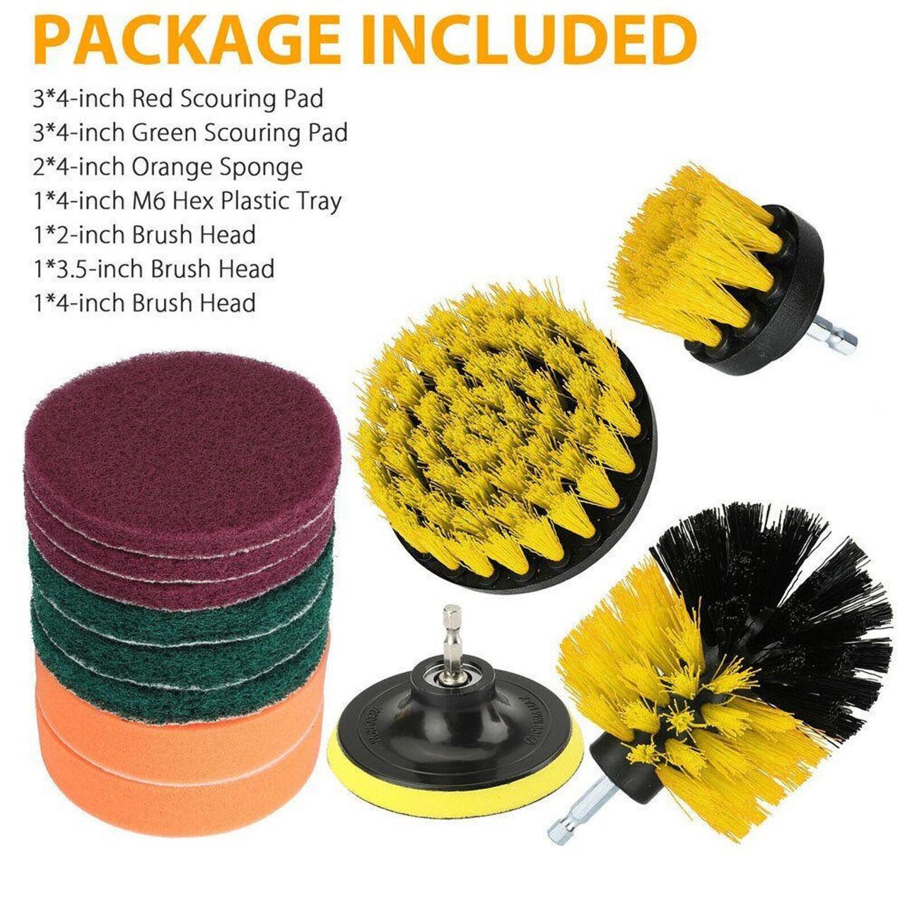 Drill Brush Attachment Set, 7 Pack 1/4in Power Scrubber Brush + Extend Long  Attachment, Brush Drill Attachment, Power Cleaning Scrub Brush for
