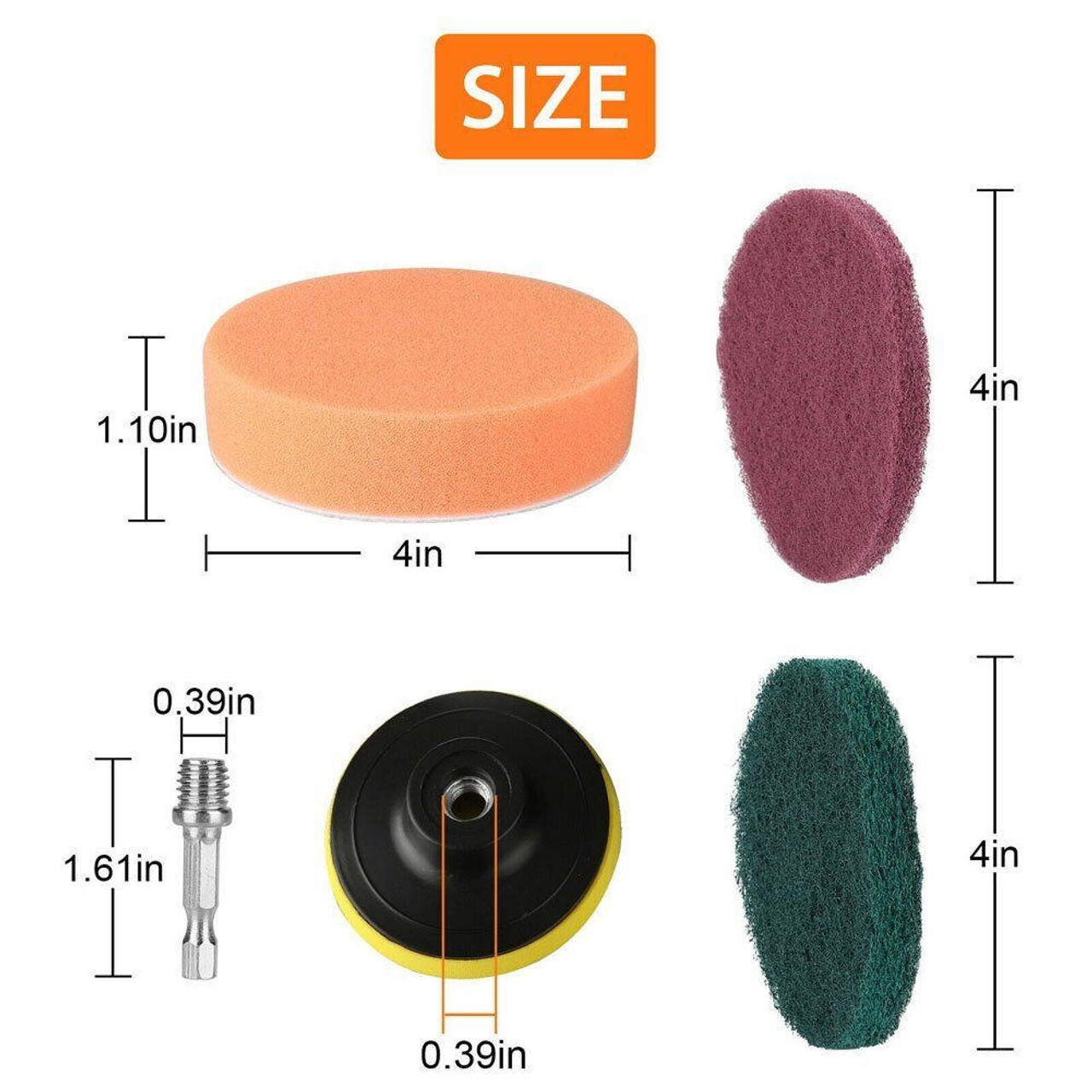 12/21 Pcs Electric Drill Brush Attachment Set Cleaning Kit Power Scrubber  Pads - Redstag Supplies