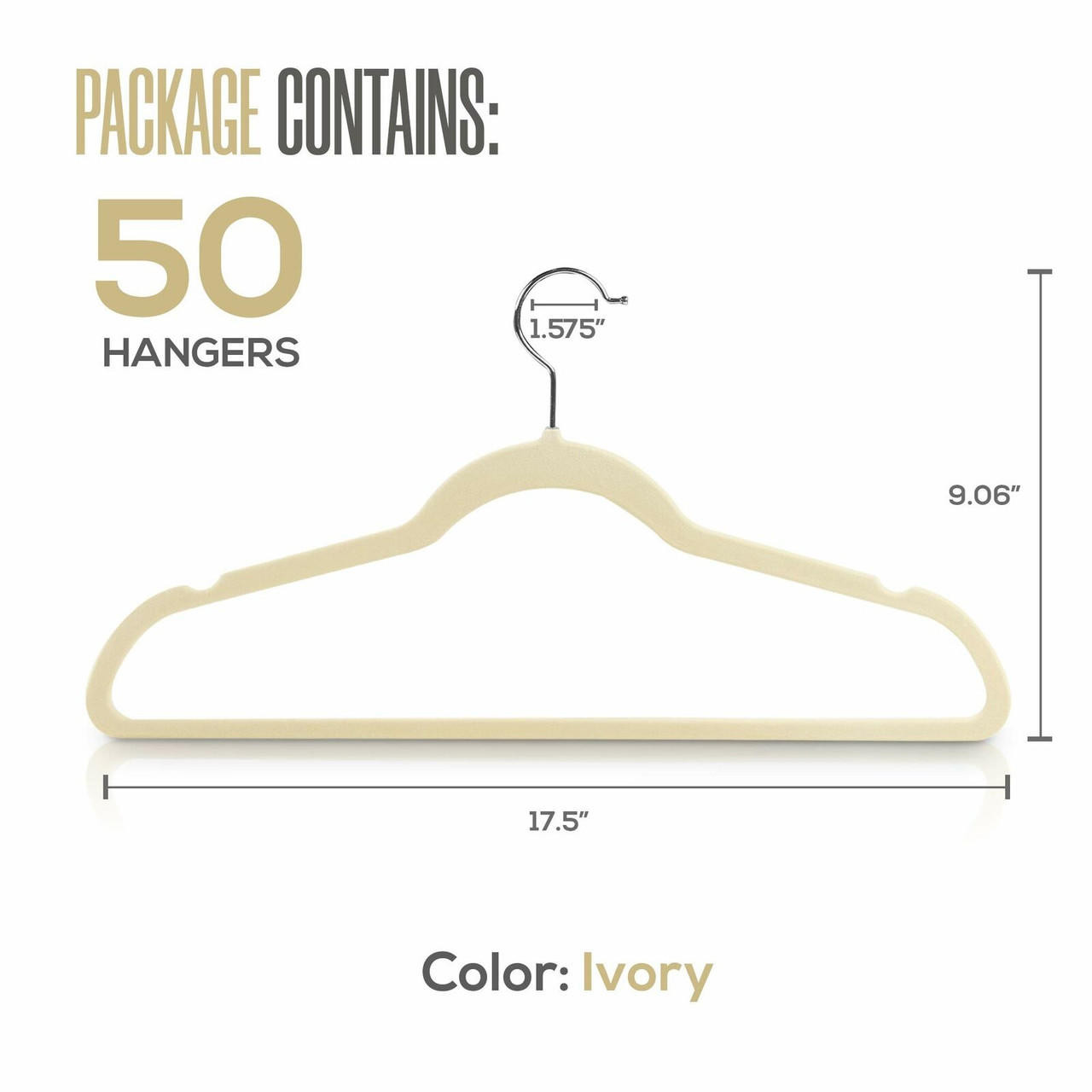 Utopia Home Velvet Suit Hangers 50 Pack Heavy Duty Non Slip Premium Ivory -  Redstag Supplies