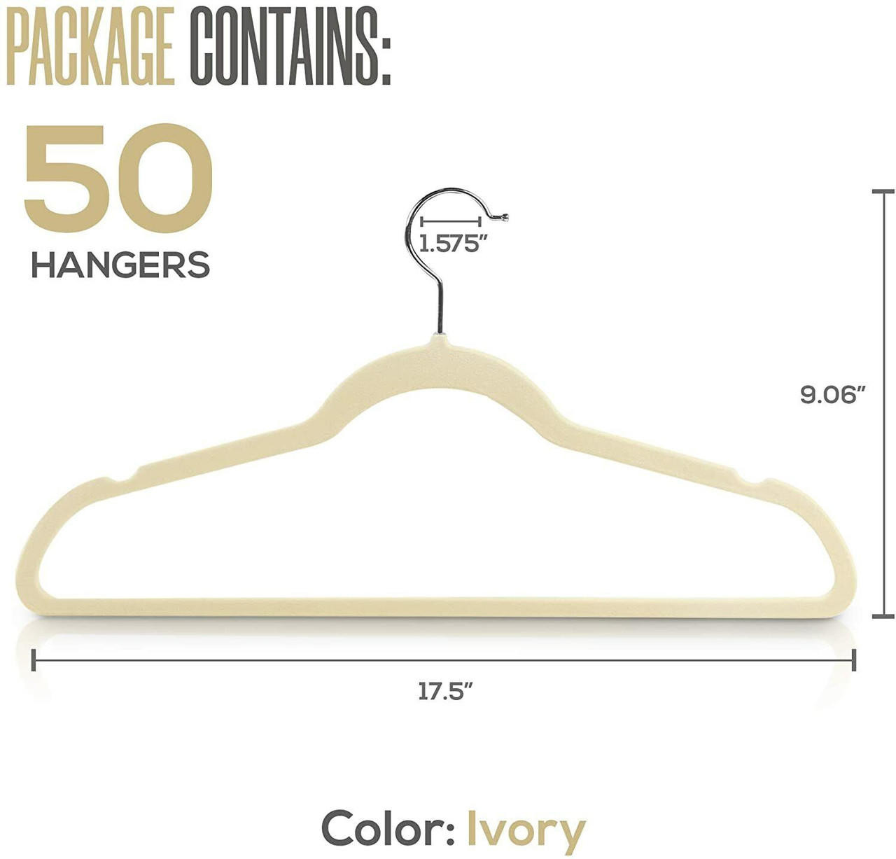 Utopia Home Velvet Suit Hangers 50 Pack Heavy Duty Non Slip Premium Ivory -  Redstag Supplies