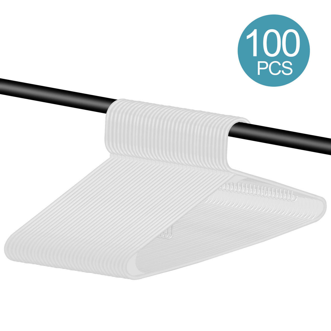 Quality White Hangers 100-Pack - Super Heavy Duty Plastic Clothes