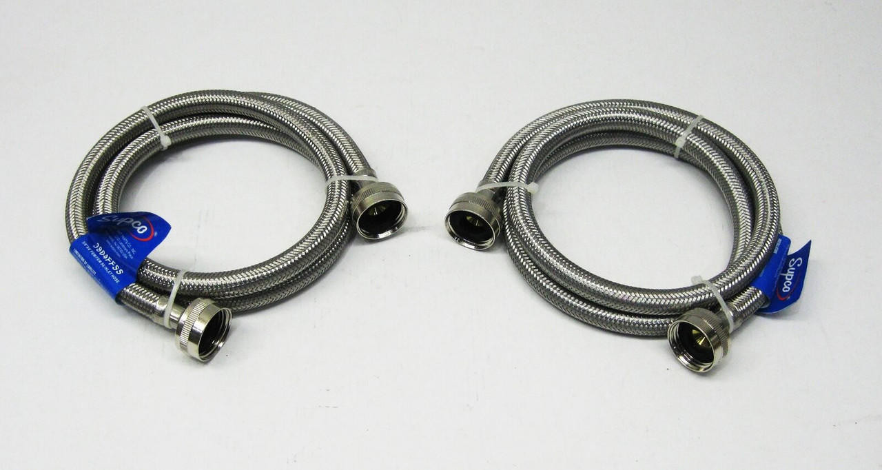 Stainless Steel Washing Machine 4' Set Inlet Fill Hoses with Washers ...