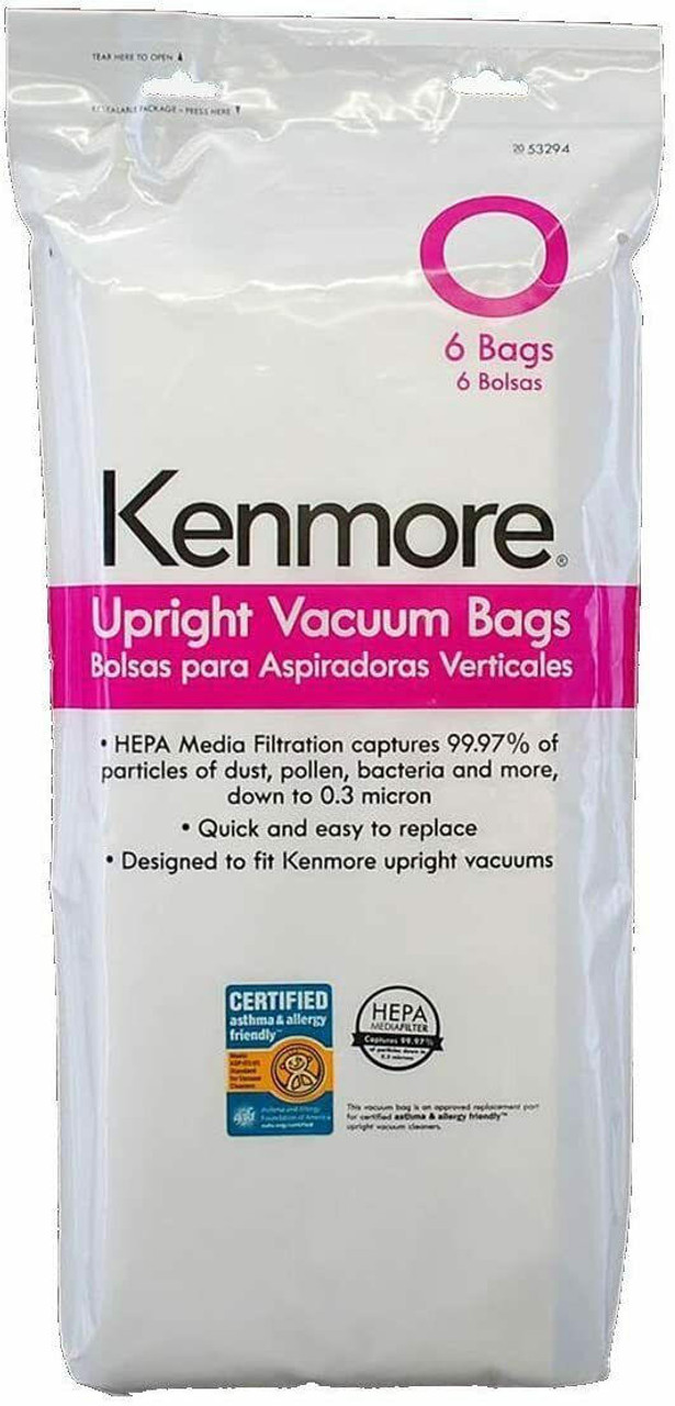 Kenmore 53294 Type O Vacuum Bags HEPA for Upright Vacuums Style 6 Pack