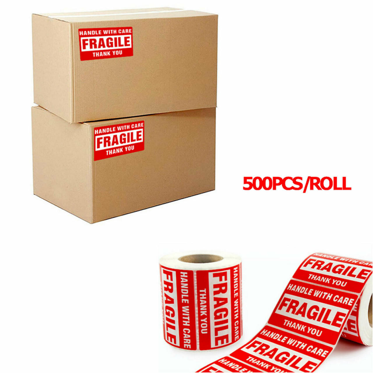 Fragile Stickers 1 Roll 500 2x3 Fragile Label Sticker Handle With Care ...