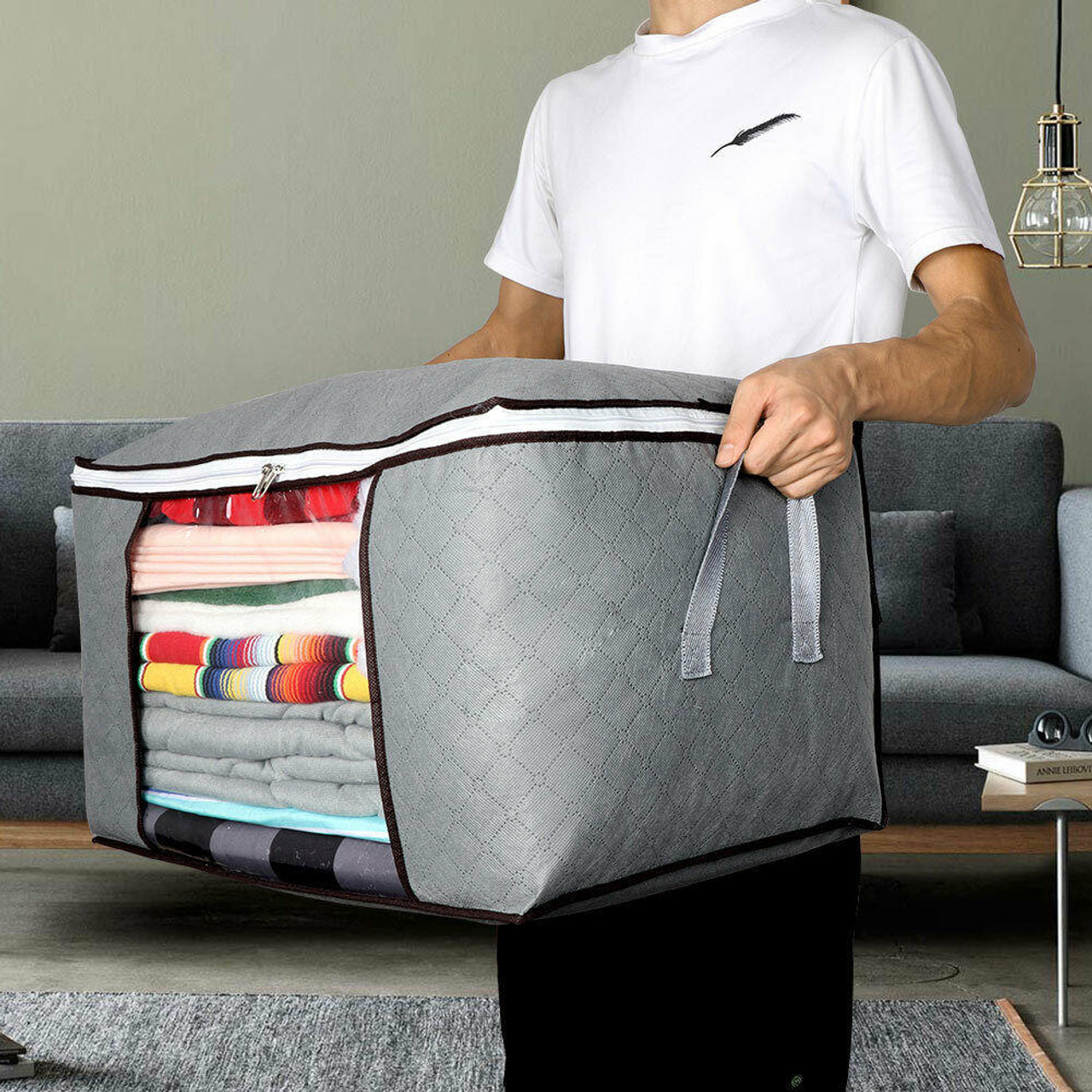 US Large Anti Dust Clothes Storage Bag Quilt Blanket Storage Sort Home  Organizer - Redstag Supplies