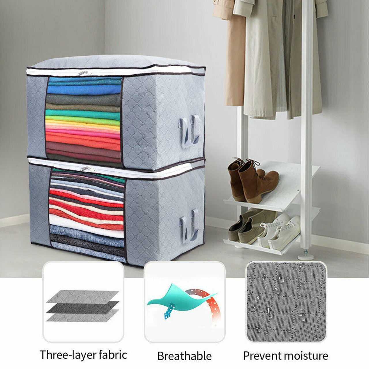 Anti Dust Large Storage Bag Clothes Quilt Blanket Storage Sort Home  Organizer