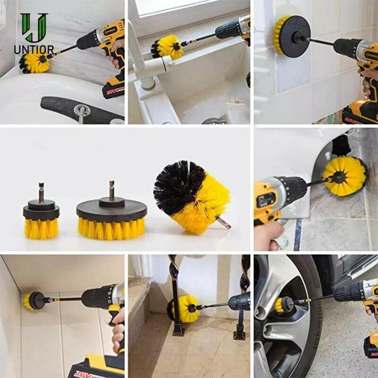 Drill Brush Set For Carpet, Tile and Automotive Cleaning