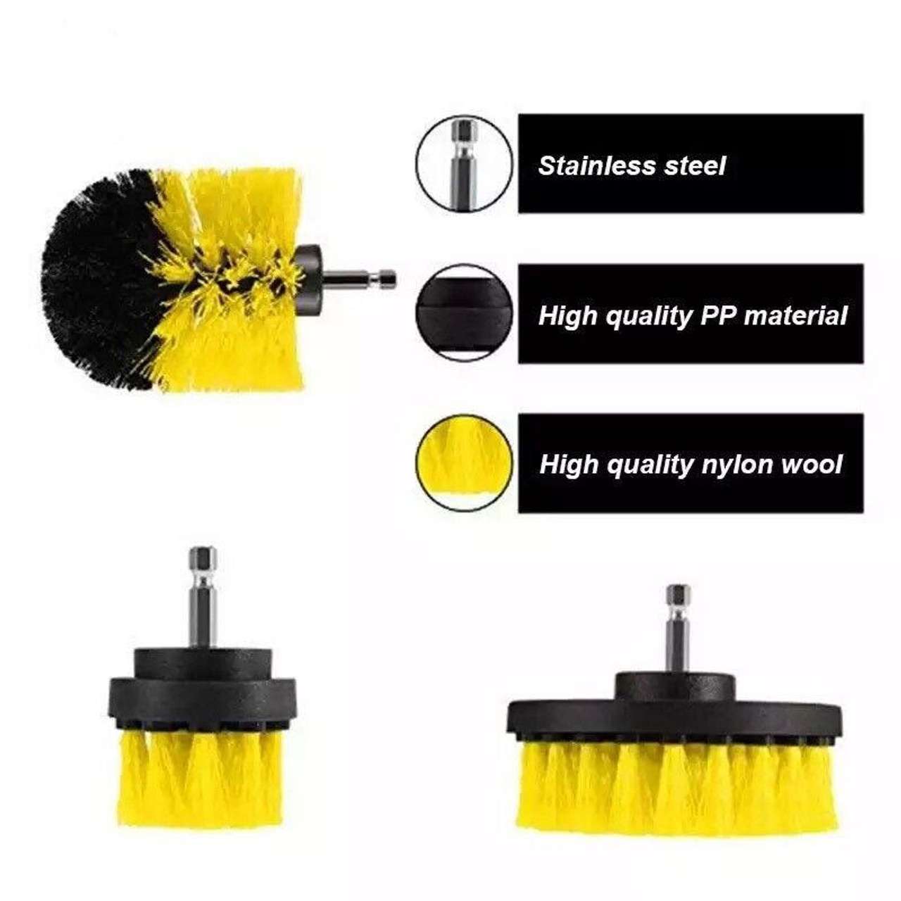 3pcs Drill Brush Set Cleaning Power Scrubber Attachment Car Tile Grout  Cleaner