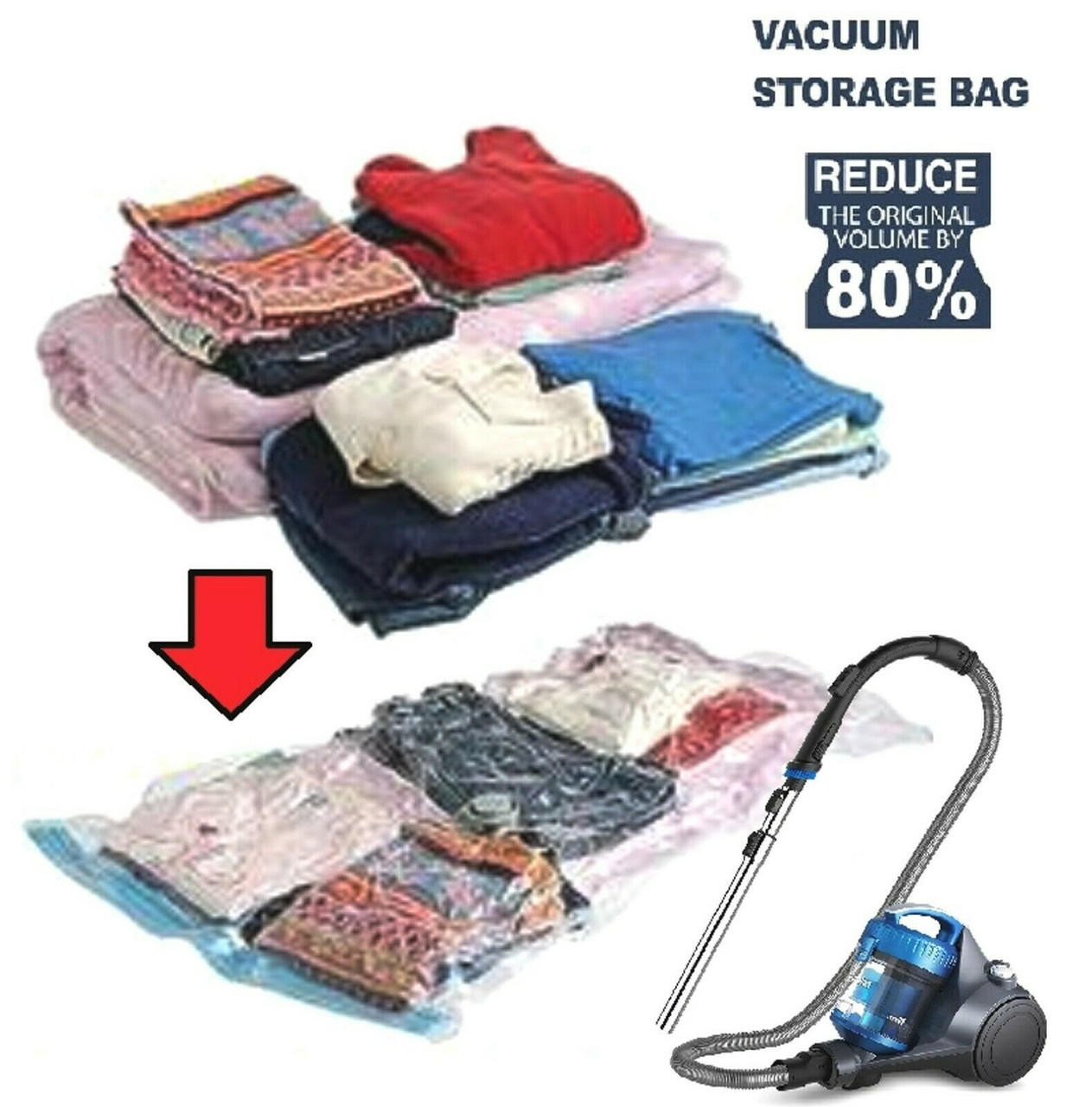 Vacuum Storage Bags for Clothes Travel - 10Pack(1 Jumbo+3 Large+3