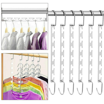 6 Pack Metal Wonder Closet Hanger Organizer Hook Space Saving Clothes Rack NEW