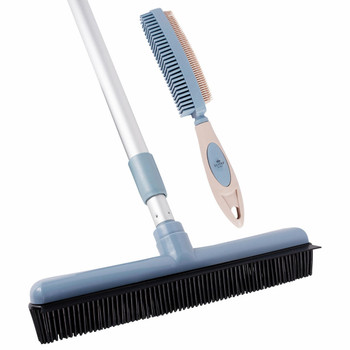 Elitra Home, Adjustable Pet Hair Broom with Squeegee and Rubber Hair Brush