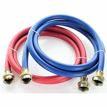 Rubber Washing Machine Hoses, 6 Foot Long 2 Pack - Color Coded - Kelaro