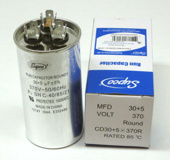 Air Conditioning HVAC Round Dual Motor Run Capacitor 30 5 MFD 370 Volt