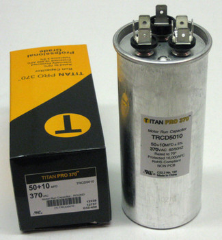 TitanPro TRCD5010 HVAC Round Dual Motor Run Capacitor 50/10 MFD/UF 370 Volts