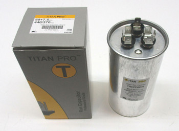 TitanPro TRCFD6075 HVAC Round Dual Motor Run Capacitor 60/7.5 MFD/UF440/370