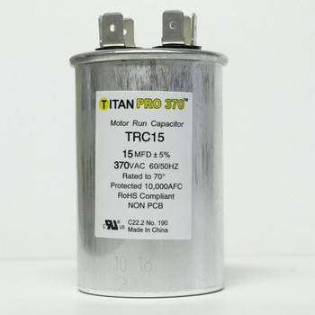 TitanPro TRC15 HVAC Round Motor Run Capacitor 15 MFD/UF 370 Volts