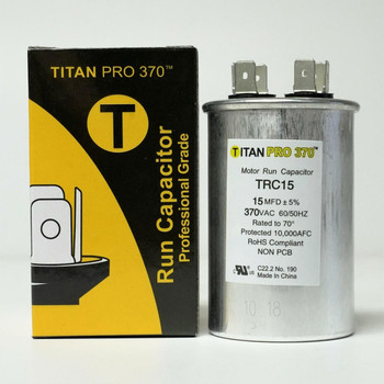 TitanPro TRC15 HVAC Round Motor Run Capacitor 15 MFD/UF 370 Volts