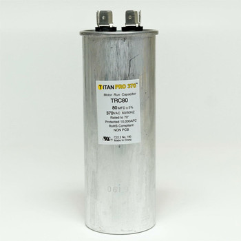 TitanPro TRC80 HVAC Round Motor Run Capacitor 80 MFD/UF 370 Volts