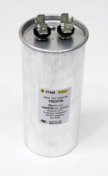 TitanPro TRCF70 HVAC Round Motor Run Capacitor 70 MFD/UF 440/370 Volts TitanPro TRCF70 HVAC Round Motor Run Capacitor 70 MFD/UF 440/370 Volts