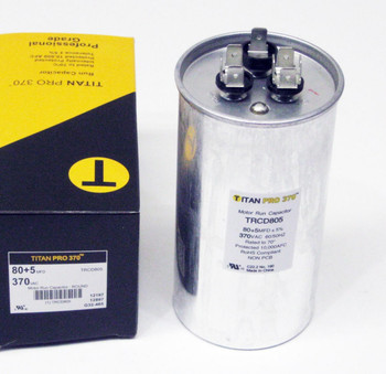 TitanPro TRCD805 HVAC Round Dual Motor Run Capacitor 80/5 MFD/UF 370 Volts