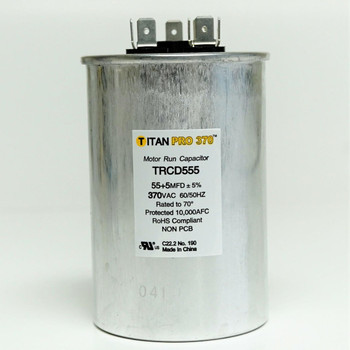 TitanPro TRCD555 HVAC Round Dual Motor Run Capacitor 55/5 MFD/UF 370 Volts