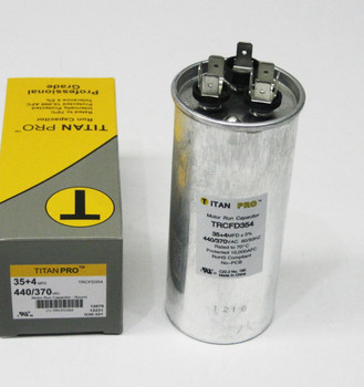 TitanPro TRCFD354 HVAC Round Dual Motor Run Capacitor 35/4 MFD/UF440/370 Volts