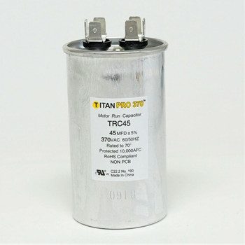 TitanPro TRC45 HVAC Round Motor Run Capacitor 45 MFD/UF 370 Volts