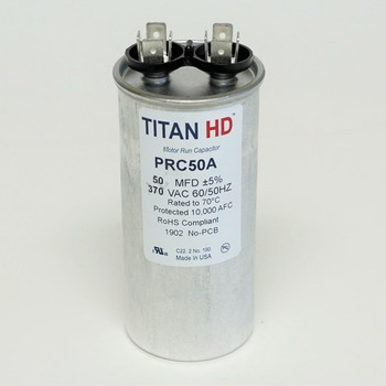 TitanHD PRC50A American-Made HVAC Round Motor Run Capacitor 50 MFD/UF 370 Volts