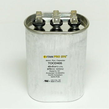 TitanPro TOCD405 HVAC Oval Dual Motor Run Capacitor 40/5 MFD/UF 370 Volts