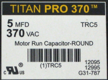 TitanPro TRC5 HVAC Round Motor Run Capacitor 5 MFD/UF 370 Volts