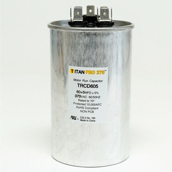 TitanPro TRCD605 HVAC Round Dual Motor Run Capacitor 60/5 MFD/UF 370 Volts