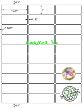 3000 Address Labels Amazon FBA Labels 30 Per Sheet 30UP 2.625x1 100 Sheets