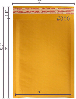Yens 500 #000 Kraft Bubble Padded Envelopes Mailers 4 X 7