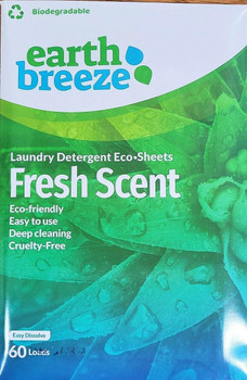 Earth Breeze LAUNDRY DETERGENT or Liquidless Fresh Scent or 30 Sheets, 60 Loads