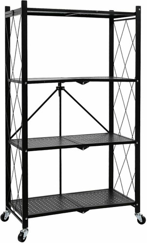 HealSmart Home 4/5 Tier Heavy Duty Foldable Metal Rack Storage Shelving w/Wheel