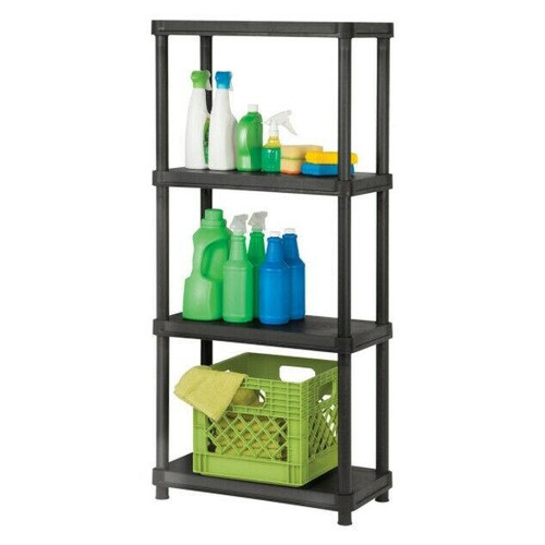 4 Tier Resin Garage Shelving Unit Sturdy Adjustable Storage Shelf Rack Shelves
